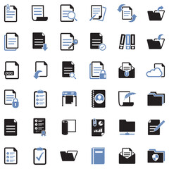 Documents Icons. Two Tone Flat Design. Vector Illustration.