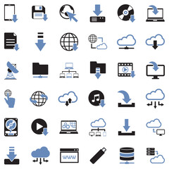 Download Icons. Two Tone Flat Design. Vector Illustration.