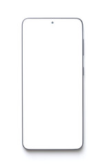 Front view of modern frameless smartphone with blank screen