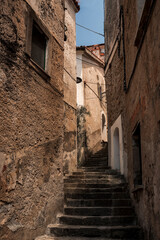 view through the alleys of a typical Italian historic center, a Unesco heritage site