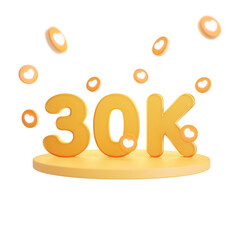 30k followers celebration. 3d rendering.