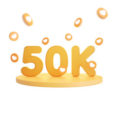 50k followers celebration. 3d rendering.