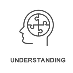 Icon – understanding. Like puzzles, new content is assimilated and added to the system of established ideas and concepts.