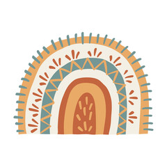 Boho Hand Drawn Cute Rainbow for Nursery Decoration. Baby Room Scandinavian Decor Element. Perfect for Baby Shower, Birthday Party