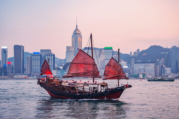 Retro small ship in Hong Kong.