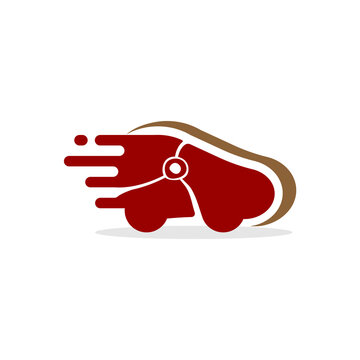 Meat express dellivery icon logo. usable for brand, business and company logos. flat design logo. vector illustration