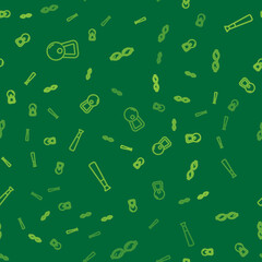 Set line Kettlebell, Baseball bat and Glasses for swimming on seamless pattern. Vector