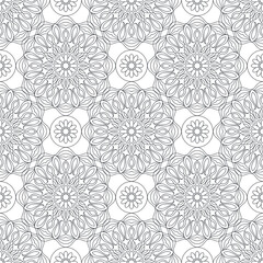 Floral seamless background. Graphic drawing in gray tones on a white background.
