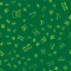 Set line Paper package for milk, Coffee cup to go and Cigarette on seamless pattern. Vector