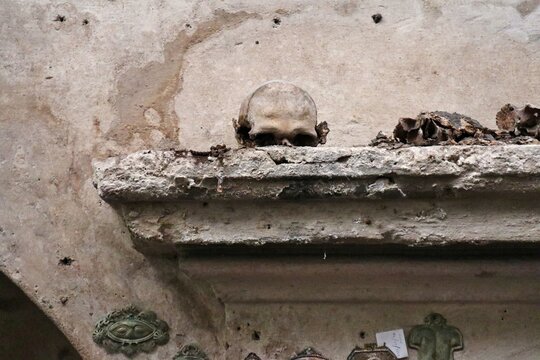 Napoli - Teschio con le Orecchie nella cripta della Chiesa di Santa Luciella