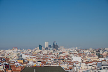 Obraz premium Skyline of Madrid at the night. Madrid rooftop. city concept