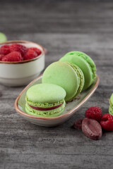 Macarons with raspberry