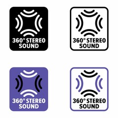 "360° stereo sound" surround technology and device information sign