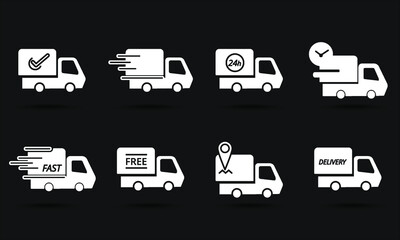 Delivery online business shipping truck icon. Vector illustrator.