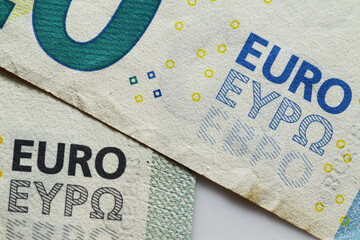 Obraz premium Macro texture of Euro banknotes
