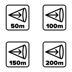 Visible "50m, 100m, 150m, 200m light range" and wavelengths information sign