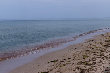 Soft blue ocean wave on the beach and soft wave background.