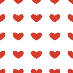 Seamless pattern in the form of a red heart on white background. Romance graphic texture. Holiday celebration concept. Decorative print. Geometric bright wallpaper
