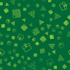 Set line Calendar, Briefcase and Hierarchy organogram chart on seamless pattern. Vector