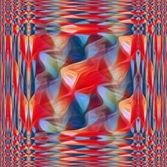 colourful patterns and ice cube style design in red and dark and light blue