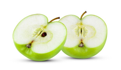 half green apple isolated on white