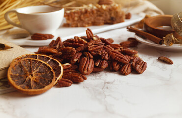 Pecan nuts with Pecan pie 