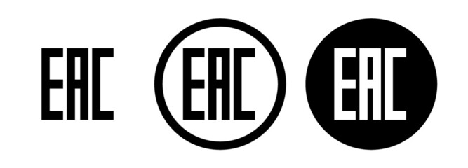 EAC symbol collection. EAC icon mark vector. Certification mark set. EAC sign isolated on white background.