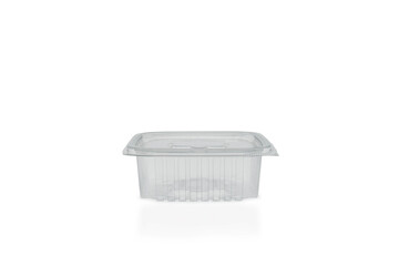 Small rectangular food container with lid on a white background