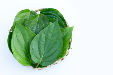 Green betel leaves, Fresh piper betle on white background