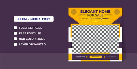 Elegant home for sale social media post & real estate Instagram post template