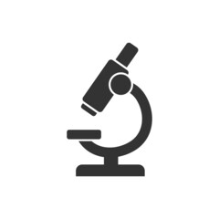 Microscope icon in flat style. Laboratory magnifier vector illustration on isolated background. Biology instrument sign business concept.
