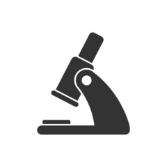 Microscope icon in flat style. Laboratory magnifier vector illustration on isolated background. Biology instrument sign business concept.