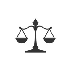 Scales icon in flat style. Libra vector illustration on isolated background. Mass comparison sign business concept.