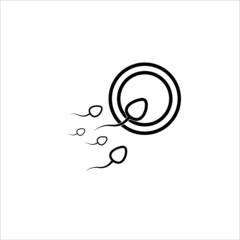 Spermatozoa penetrate the egg cell icon, vector, illustration, 10 eps