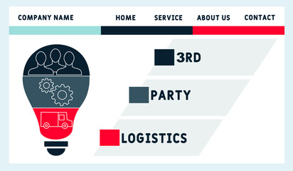 3PL - 3rd Party Logistics acronym. business concept background. vector illustration concept with keywords and icons. lettering illustration with icons for web banner, flyer, landing pag