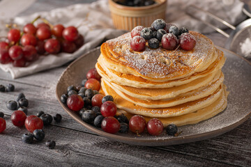 American pancakes with berries