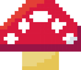 Fototapeta premium Mushroom Icon Red and White Pixel Art 