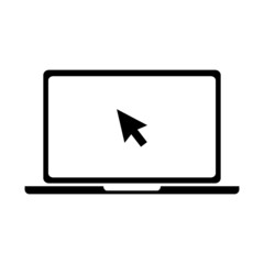 Mouse click on laptop. Click mouse pointer on monitor. Icon vector. 