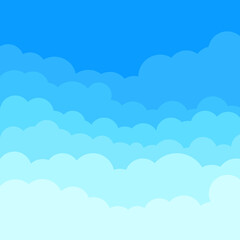 Blue sky and clouds. Sky in cartoon style. Stylish illustration for wallpaper design. Nature background.