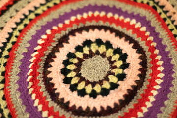 Knitted mat. Grandma's mat is in detail.