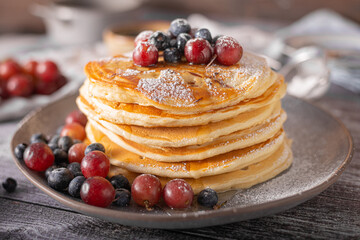 American pancakes with berries