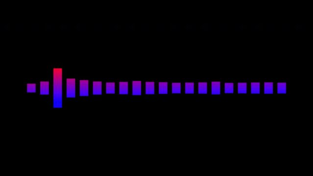Animation sound equalizer on black background. Sound wave lines. EQ Bar Waveform. Video 4k