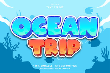 Cute Ocean Trip Cartoon 3D Editable Text Effect © Kardus Studio