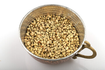 Dried thyme photo from above on white background.