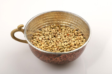 Dried thyme photo from above on white background.