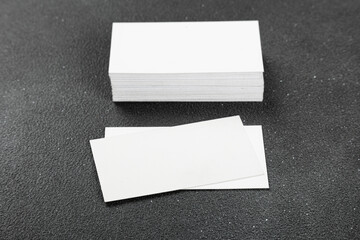 Business cards blank. Mockup on black background. Copy space for text.
