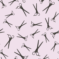 Scissors seamless pattern. Retro salon background.