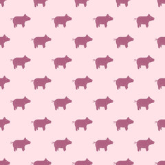 Cute pigs seamless pattern. Background of livestock animals .