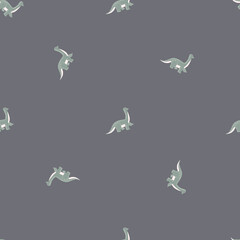 Cute brachiosaurus seamless pattern. Funny children dinosaur sketch.