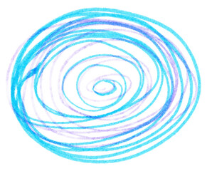 Abstract circles spiral drawn with blue markers